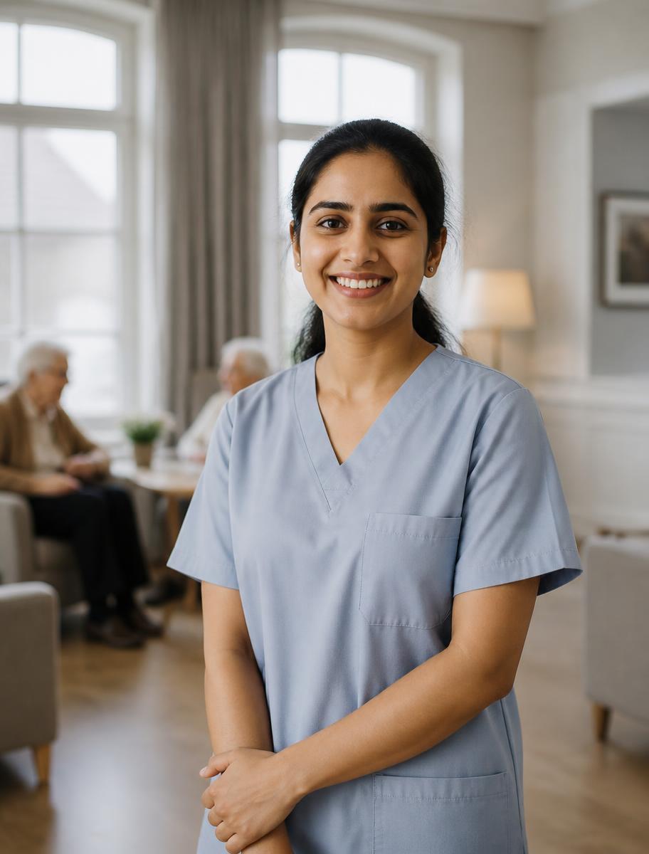 Caregiver working in a European care home