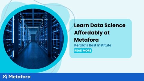 A classroom setting with students working on Data Science projects, highlighting affordable education at Metafora Digital Learning.