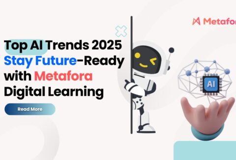 A futuristic design highlighting AI trends for 2025, including generative AI, Edge AI, and AI ethics.