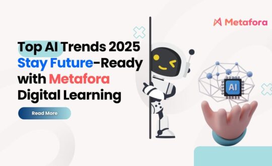 A futuristic design highlighting AI trends for 2025, including generative AI, Edge AI, and AI ethics.