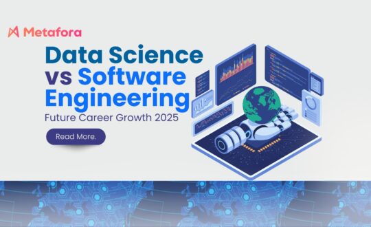 Infographic comparing Data Science and Software Engineering career growth trends in 2025